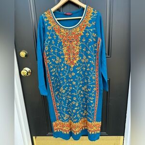 Embroidered Knit Indian Top Kurtha